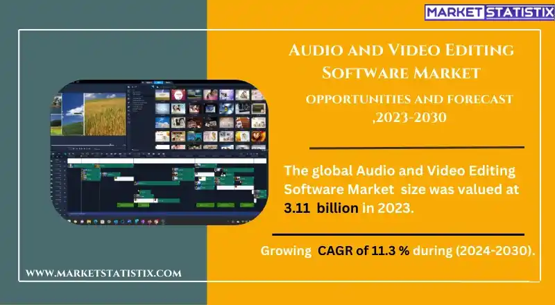 Audio and video editing software interface with advanced editing tools and timeline features